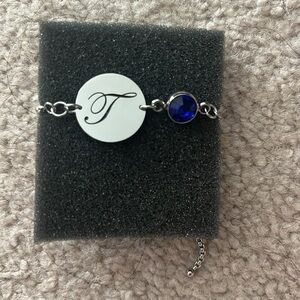 Letter T Bracelet with Jewelry Bag and Box